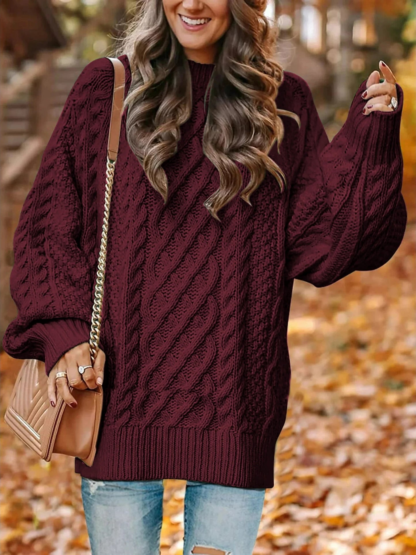 Oversized Sweaters for Women Cable Knit Chunky Pullover Sweater